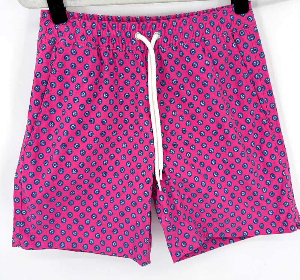 J Crew Mens Swimwear 6" Stretch Swim Trunks Shorts Pink Blue Size XS NEW